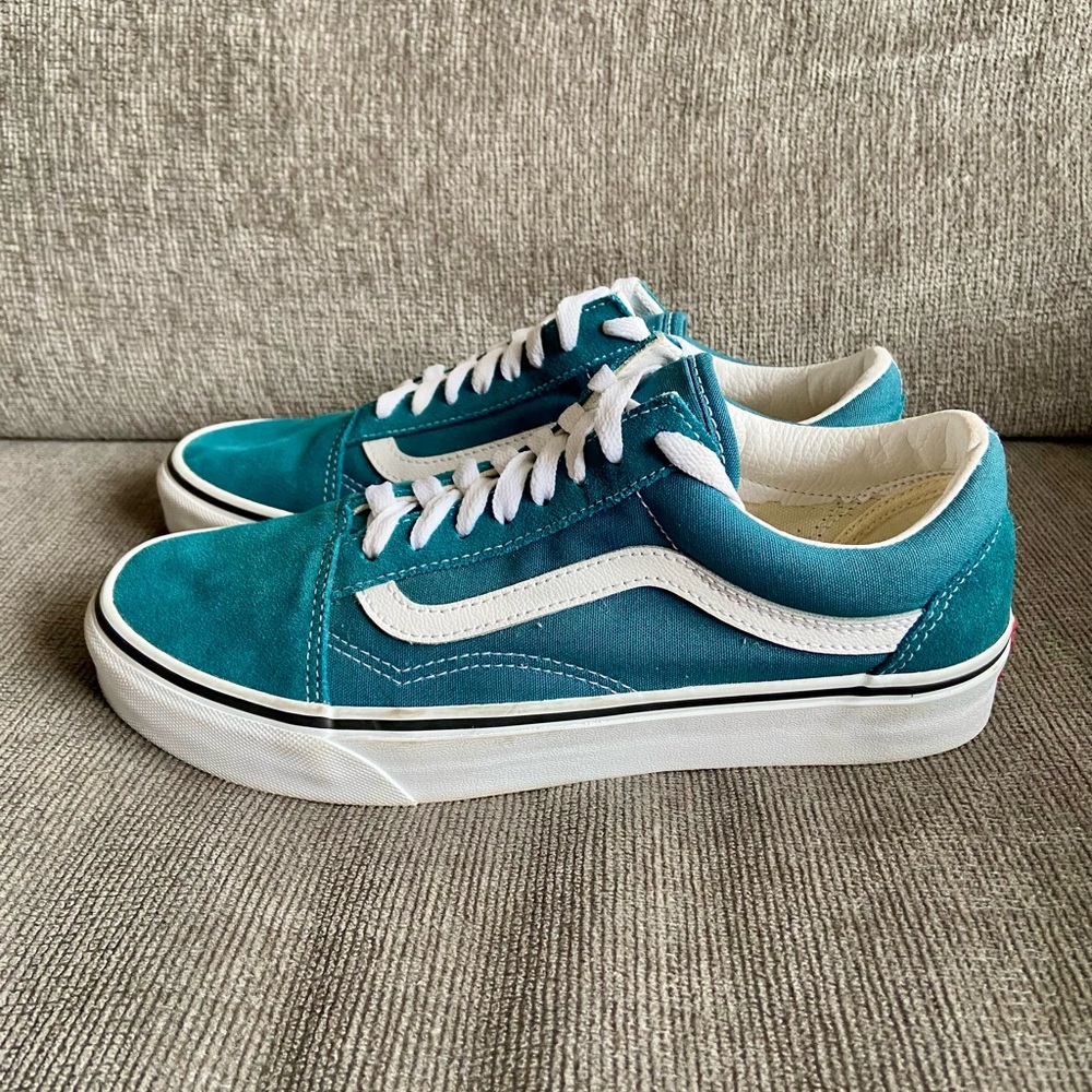 Vans Teal and White Women's Sneakers